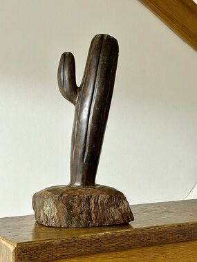Vintage 12” Hand Carved Ironwood Cactus Sculpture Statue Antique Decoration